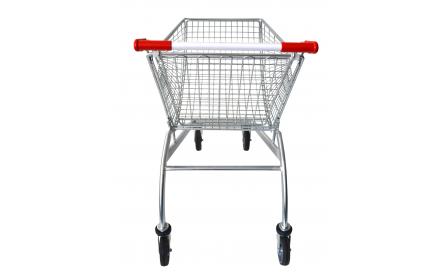 50 litre shopping trolley is made to suit supermarkets, fruit shops & small sized retail stores. It's zinc plated & clear laquered with option to customize the trolley handle with your company logo. Available now & ships Australia wide.