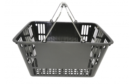 With 30 litre capacity & stable twin metal carry handles, this black shopping basket is the perfect  shopping basket for any retail stores. Our retail shopping baskets come in a variety of colours & are fully customizable with your company logo.