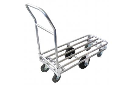 Our galvanised single deck tube stock trolley comes with a 500kg capacity, 6 wheel configuration for excellent manoeuvrability & deck size measuring 1000mm x 450mm. It's Ideal for transporting stock around retail stores, backroom & warehouses.