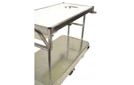 This fruit & vegetable trolley is made for trimming and preparing produce while topping up stock in the sales area. With its polyethylene chopping board on the top & knife utility drawer, it’s the perfect trolley for fruit shops & produce departments.