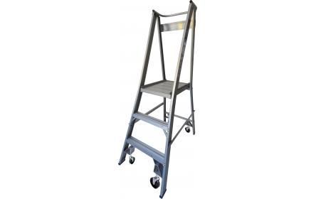 Our 3 step aluminium platform ladders have 150kg capacity, 0.6M platform height & 1.5M total height. It's constructed using high tensile structural aluminium alloy, solid 90cm high guard rail, anti slip work platform & moulded feet for added safety.