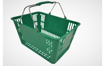 With 30 litre capacity & stable twin carry metal handles, this green shopping basket is the perfect  shopping basket for any retail stores. Our retail shopping baskets come in a variety of colours & are fully customizable with your company logo.
