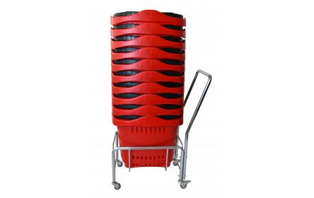 Our red plastic shopping baskets with wheels is the perfect shopping basket to suit any retail store. This rolling shopping baskets comes in a variety of colours & is fully customizable with your company logo. Ideal for supermarkets & fruit shops.