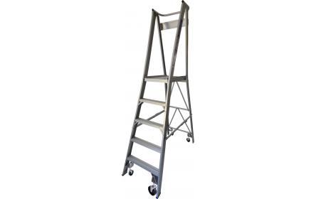 Our 5 step aluminium platform ladders have 150kg capacity, 1.5M platform height & 2.4M total height. It's constructed using high tensile structural aluminium alloy, solid 90cm high guard rail, anti slip work platform & moulded feet for added safety.