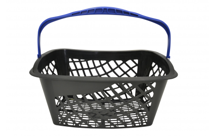 With 28 litre capacity & stylish blue carry handle, this curved shopping basket is the perfect  shopping basket for any retail stores. Our curved retail shopping baskets come in a variety of handle colours & are fully customizable with your company logo.