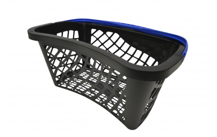 With 28 litre capacity & stylish blue carry handle, this curved shopping basket is the perfect  shopping basket for any retail stores. Our curved retail shopping baskets come in a variety of handle colours & are fully customizable with your company logo.