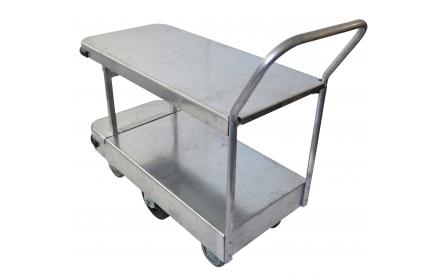 With 600kg capacity, 6 wheel configuration & double deck size of 990mm x 465mm, this small size double deck galvanised sheet stock trolley is the perfect backroom, storage and warehouse equipment. On sale now. Ships Australia wide!