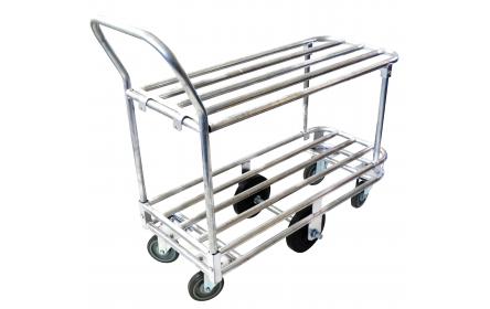 Our double deck gal tube stock trolley comes with 6 wheel configuration for manoeuvrability, 500kg heavy duty capacity & double deck size measuring 1000mm x 450mm. It's Ideal for transporting stock around retail stores, backroom & warehouses.