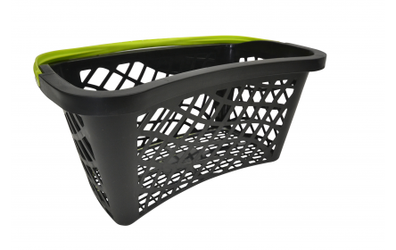 With 28 litre capacity & stylish lime green carry handle, this curved shopping basket is the perfect  shopping basket for any retail stores. Our shopping baskets come in a variety of handle colours & are fully customizable with your company logo.