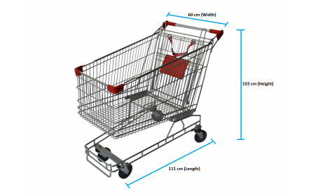 Large size grocery shopping trolley for sale. With 212 litre capacity, its suitable for supermarkets, fruit shops & retail stores. It comes with child seat, restraint & 4 x TPE castors. Available now, ships Australia wide!