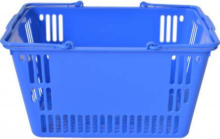 With 30 litre capacity & stable twin carry handles, this blue plastic shopping basket is the perfect  shopping basket for any retail stores. Our retail shopping baskets come in a variety of colours & are fully customizable with your company logo.