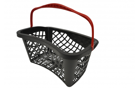 With 28 litre capacity & stylish red carry handle, this curved shopping basket is the perfect  shopping basket for any retail stores. Our curved retail shopping baskets come in a variety of handle colours & are fully customizable with your company logo.