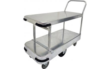 With 600kg capacity, 6 wheel configuration & double deck size of 990mm x 465mm, this small size double deck galvanised sheet stock trolley is the perfect backroom, storage and warehouse equipment. On sale now. Ships Australia wide!
