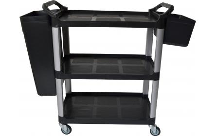 Our 3 tier hospitality trolley comes with plenty of room to store equipment, easy rubbish disposal & access to products. Perfect for food courts, restaurants, libraries, office, warehouse & personal use. Available now, ships Australia wide!